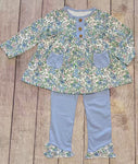 Preorder 10.23 MOQ 5 pcs GLP2953 Flower Floral Blue Girls Set