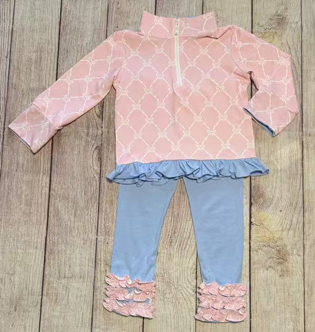 Preorder 10.23 MOQ 5 pcs GLP2954 Coquette Bows Pink Pullover Girls Set