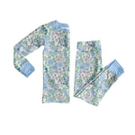 Preorder 10.23 MOQ 5 pcs GLP2955 Flower Floral Blue Girls Pajamas Set