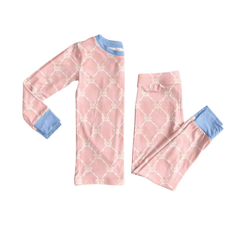 Preorder 10.23 MOQ 5 pcs GLP2956 Coquette Bows Pink Girls Pajamas Set