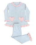 Preorder 10.23 MOQ 5 pcs GLP2958 Valentine's Day Love Stripe Girls Pajamas Set