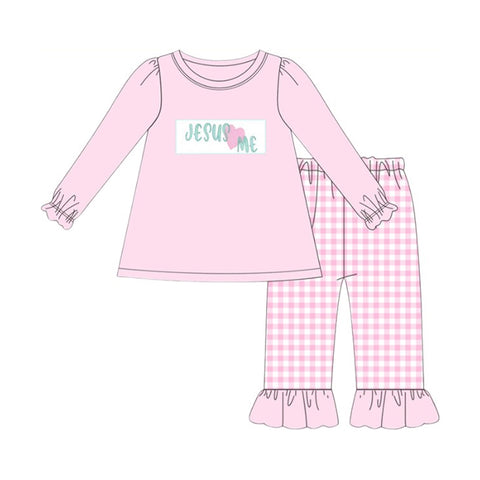 Preorder 10.28 MOQ 5 pcs GLP2973 Jesus Love Me Pink Girls Set