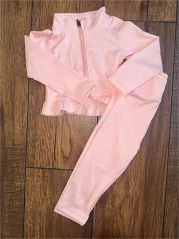 Preorder 10.28 MOQ 5 pcs GLP2976 Solid Color Pink Yoga Girls Set
