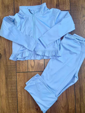 Preorder 10.28 MOQ 5 pcs GLP2977 Solid Color Blue Yoga Girls Set