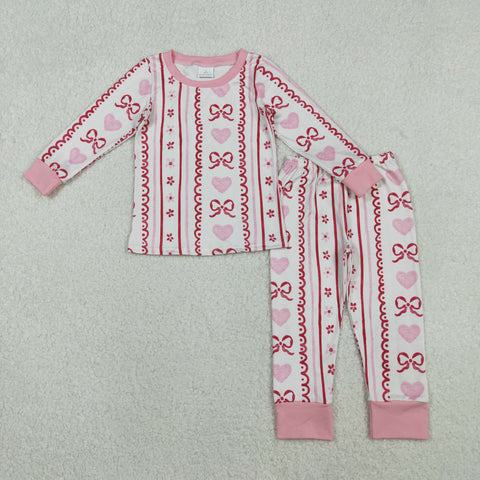 GLP2984 Valentine's Day Love Bows Girls Pajamas Set