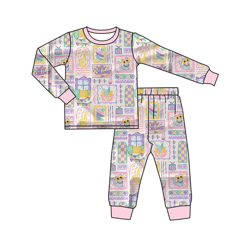 10.10 Pre-order GLP2986  baby girls Mardi Gras pajamas