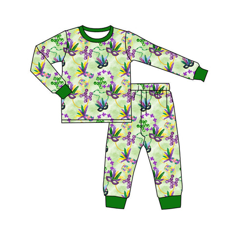 10.10 Pre-order GLP2987  baby girls Mardi Gras greenpajamas