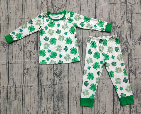 Preorder Samples GLP2988  baby girls St Patrick's Day green pajamas