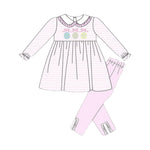 Preorder 11.04 MOQ 5 pcs GLP2989 Easter Bunny Egg Bows Pink Girls Set