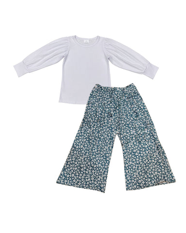 Preorder 11.04 MOQ 5 pcs GLP2990 Flower Floral White Girls Set