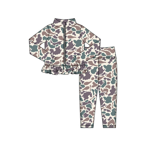 Preorder 11.16 MOQ 5 pcs GLP2991 Hunting Camo Yoga Coat Girls Set