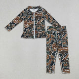 GLP2992 Hunting Camo Yoga Coat Girls Set