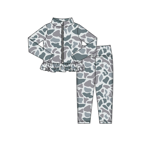 Preorder 11.16 MOQ 5 pcs GLP2993 Hunting Camo Yoga Coat Girls Set