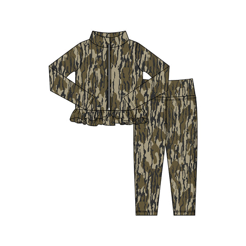 Preorder 11.16 MOQ 5 pcs GLP2994 Hunting Camo Yoga Coat Girls Set