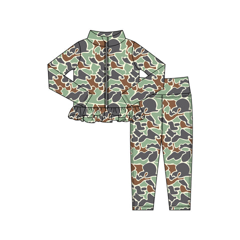 Preorder 11.16 MOQ 5 pcs GLP2995 Hunting Camo Yoga Coat Girls Set