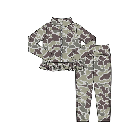 Preorder 11.16 MOQ 5 pcs GLP2996 Hunting Camo Yoga Coat Girls Set