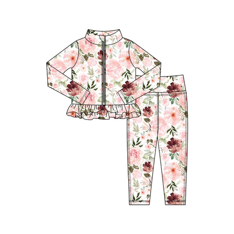 Preorder 11.16 MOQ 5 pcs GLP2997 Flower Yoga Coat Girls Set