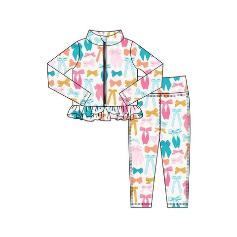 Preorder 11.16 MOQ 5 pcs GLP3000 Colorful Bows Yoga Coat Girls Set