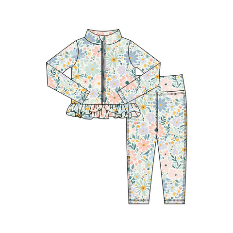 Preorder 11.16 MOQ 5 pcs GLP3003 Flower Yoga Coat Girls Set