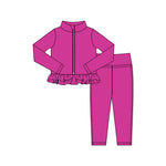 Preorder 11.16 MOQ 5 pcs GLP3013 Solid Color Purple Yoga Coat Girls Set