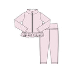 Preorder 11.16 MOQ 5 pcs GLP3015 Solid Color Cream Yoga Coat Girls Set