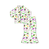 Preorder 11.17 MOQ 5 pcs GLP3026 Mardi Gras Mask Yoga Coat Girls Set