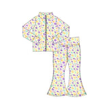 Preorder 11.17 MOQ 5 pcs GLP3030 Mardi Gras Leopard Yoga Coat Girls Set