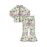 Preorder 11.17 MOQ 5 pcs GLP3031 Mardi Gras Animals Yoga Coat Girls Set