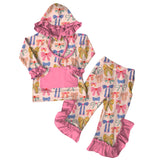 Preorder Samples GLP3049 Coquette Bows Ruffles Hoodie Girls Set