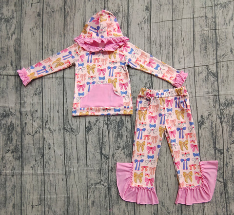 Preorder Samples GLP3049 Coquette Bows Ruffles Hoodie Girls Set