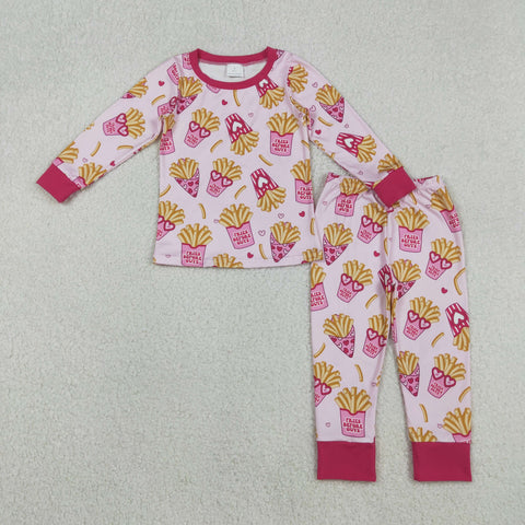 GLP3065 Valentine's Day French Fries Girls Pajamas Set