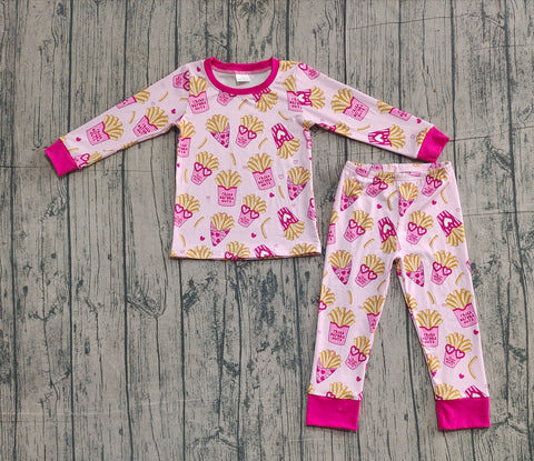 Preorder Samples GLP3065 Valentine's Day French Fries Girls Pajamas Set