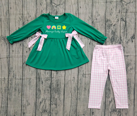 Preorder Samples GLP3066 Embroidery St. Patrick Rainbow Green Girls Set