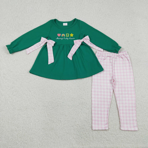 GLP3066 Embroidery St. Patrick Rainbow Green Girls Set