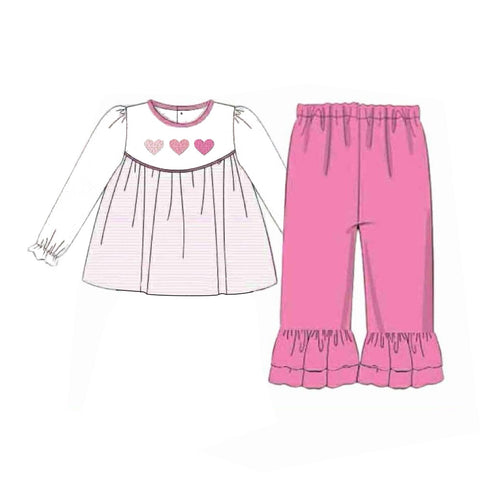 Preorder 11.28 MOQ 5 pcs GLP3069 Valentine's Day Love Pink Stripe Girls Set
