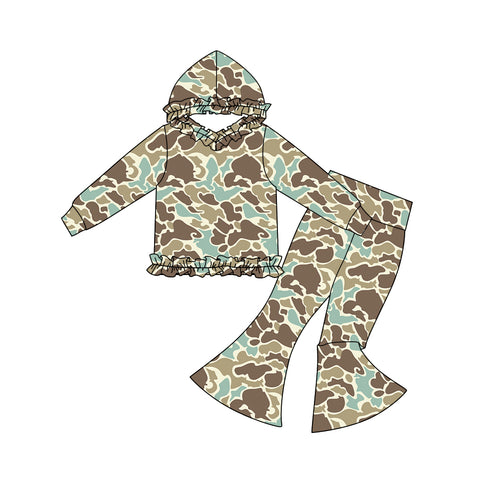 Preorder 11.30 MOQ 5 pcs GLP3077 Hunting Camo Ruffles Hoodie Girls Set