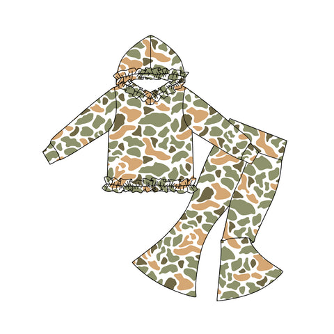 Preorder 11.30 MOQ 5 pcs GLP3080 Hunting Camo Ruffles Hoodie Girls Set