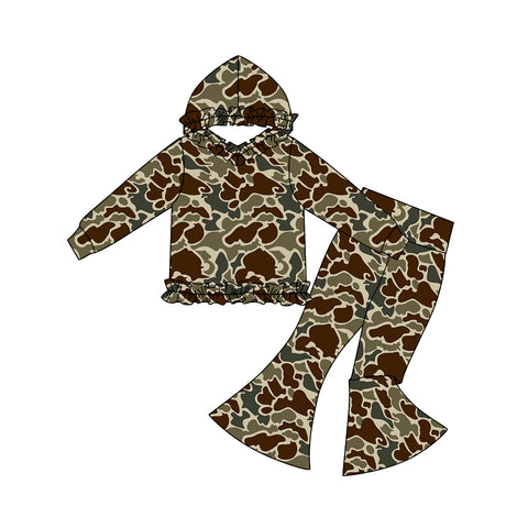 Preorder 11.30 MOQ 5 pcs GLP3081 Hunting Camo Ruffles Hoodie Girls Set