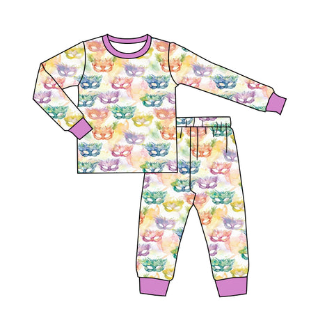 Preorder 12.05 MOQ 5 pcs GLP3114 Mardi Gras Mask Boys Pajamas Set