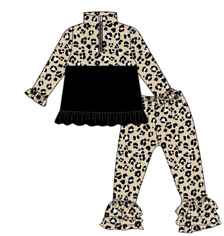Preorder 12.05 MOQ 5 pcs GLP3123 Leopard Pullover Girls Set
