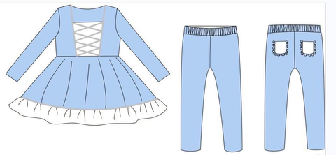 Preorder 12.08 MOQ 5 pcs GLP3131 Princess Blue Ruffles Girls Set