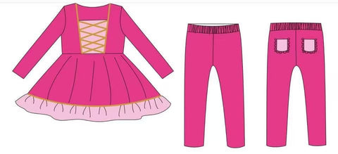 Preorder 12.08 MOQ 5 pcs GLP3132 Princess Pink Ruffles Girls Set