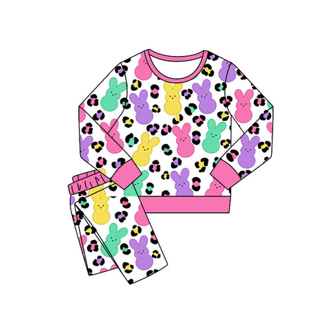 Preorder 12.11 MOQ 5 pcs GLP3141 Easter Bunny Leopard Pink Girls Set