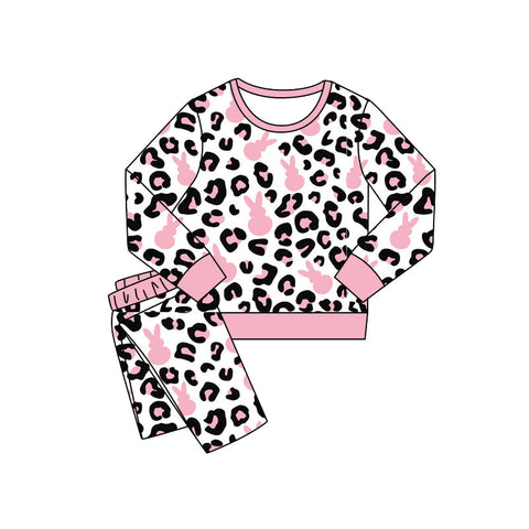 Preorder 12.11 MOQ 5 pcs GLP3142 Easter Bunny Leopard Pink Girls Set