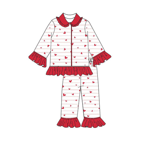 Preorder 12.11 MOQ 5 pcs GLP3153 Valentine's Day Love Buttons Girls Pajamas Set