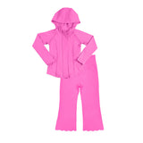 Preorder 12.12 MOQ 5 pcs GLP3158 Solid Color Pink Yoga Hoodie Coat Girls Set