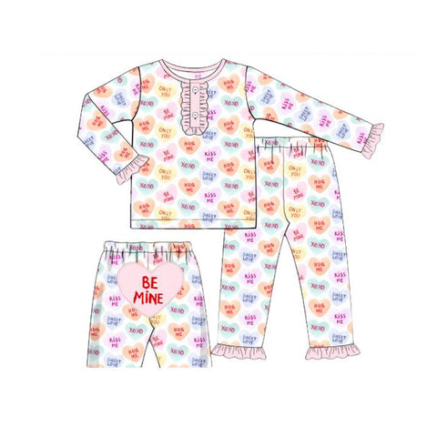 Preorder 12.12 MOQ 5 pcs GLP3159 Valentine's Day Be Mine Girls Pajamas Set