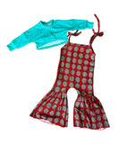 Preorder 12.13 MOQ 5 pcs GLP3167 Western Turquoise Girls Jumpsuit Set