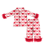 Preorder Samples GLP3221 Valentine's Day Love Bows Feather Girls Pajamas Set