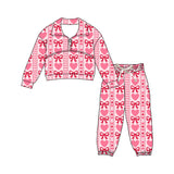 Preorder Samples GLP3236 Valentine's Day Love Bows Pink Pullover Girls Set